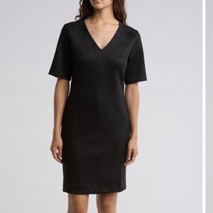 NWT SPANX faux suede v neck dress size small inn black
